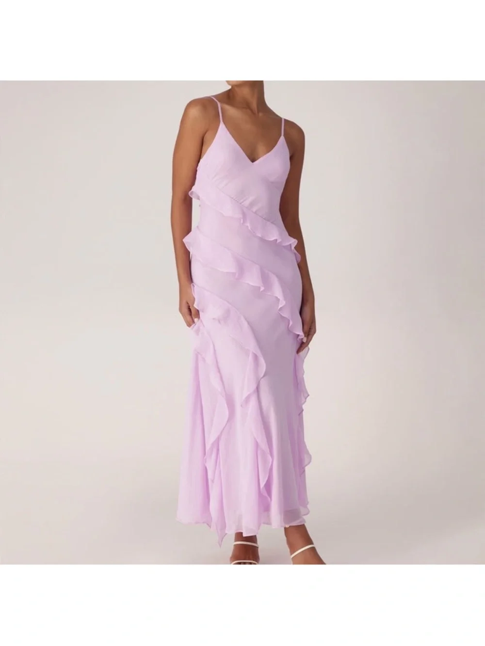 Abercrombie Lavender Ruffle Slip Maxi Dress - Women